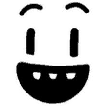 a black and white silhouette of a smiling face with a big smile and a big mouth .