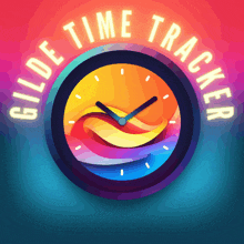 a colorful clock with the words gilde time tracker written around it