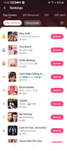 a screenshot of a music app showing the top covers