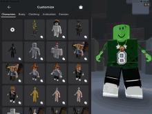 a screenshot of a game called roblox shows a green character with a number 8 on his shirt