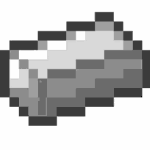 a black and white pixel art drawing of a block of iron .