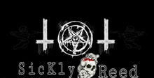 a logo for sickly reed with a pentagram and crosses