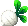 a white object with green leaves on a white background