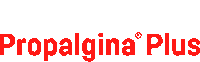 a red and white logo for propalgina plus on a white background