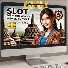 a computer screen shows a woman and says slot member gacor member gacor 3223-628