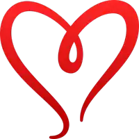 a red heart on a white background with a swirl in the middle