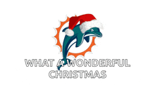 a dolphin wearing a santa hat with the words what a wonderful christmas written below it