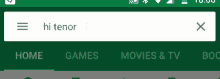 a phone screen shows a search bar that says hi tenor