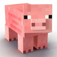 a 3d model of a minecraft pig standing on a white background .