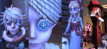 a collage of images of a girl with a blue eye and a cross on her eye