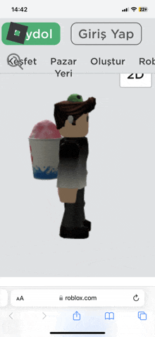 a screenshot of a roblox game shows a person carrying a bucket of ice cream