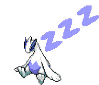 a pixel art drawing of a pokemon sleeping with a purple smoke coming out of its mouth .