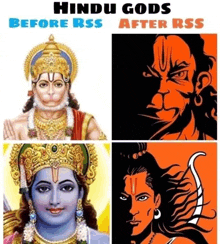 a collage of hindu gods before and after rss