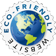 a stamp that says eco friendly website with a picture of the earth