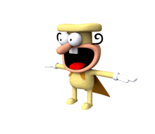 a 3d model of a cartoon character wearing a chef 's hat