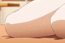 a close up of a person 's leg in a cartoon .