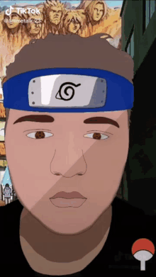 a cartoon of a man wearing a headband with the number 6 on it