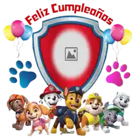 a picture of paw patrol with the words feliz cumpleanos on the bottom