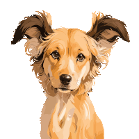 a drawing of a brown dog with long ears looking at the camera