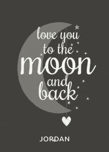 a poster that says ' love you to the moon and back ' on it