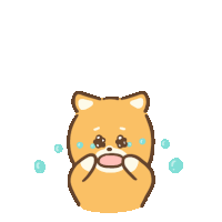 a cartoon dog is crying with tears coming out of its eyes