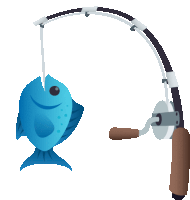 a fishing rod with a fish on it