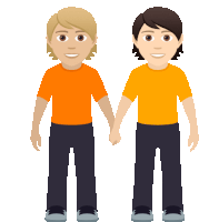 a cartoon illustration of two boys holding hands