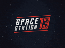 a logo for space station 13 on a dark background with stars