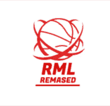 a red logo for rml remased with a basketball