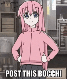 a pink haired anime girl is giving a thumbs up .