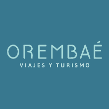 a logo for orembae viajes y turismo with a blue background