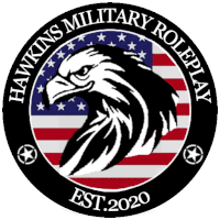 a logo for hawkins military roleplay with an eagle