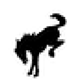 a black and white silhouette of a horse on its hind legs .