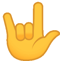 a yellow hand is making a rock sign with its fingers