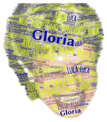 the word gloria is on the white background