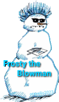 a drawing of a snowman with frosty the blowman written on it