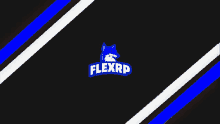 a blue and white logo for flexrp with a fox