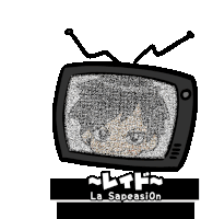 a cartoon drawing of a tv with the words la sapeasion written below it