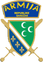 a blue and green emblem with the words armija republike sandzak