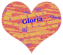 a heart made up of gloria and luca words