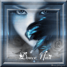 a picture of a woman with a butterfly in her mouth and the words douce nuit