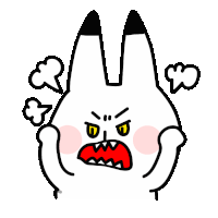 a cartoon rabbit with a very angry face