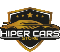 a logo for hiper cars store with a car on it