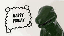 a drawing of a dinosaur with the words happy friday written on it