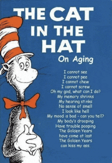 the cat in the hat on aging has a poem on the cover