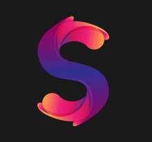 a colorful letter s with a dark background