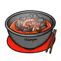 a cartoon drawing of a bowl of champon noodles