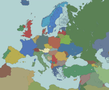 a map of europe with a few states colored differently