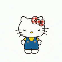 a hello kitty sticker with a bow on her head and the words `` please ! ''