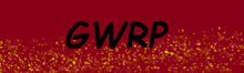 a red background with the word gwrp in black letters